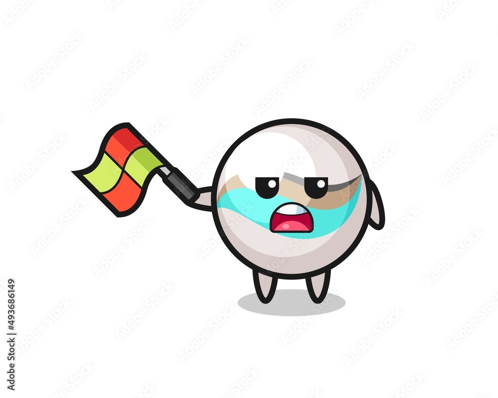 marble toy cartoon as the line judge hold the flag up at a 45 degree angle marble toy cartoon as the line judge hold the flag up at a 45 degree angle