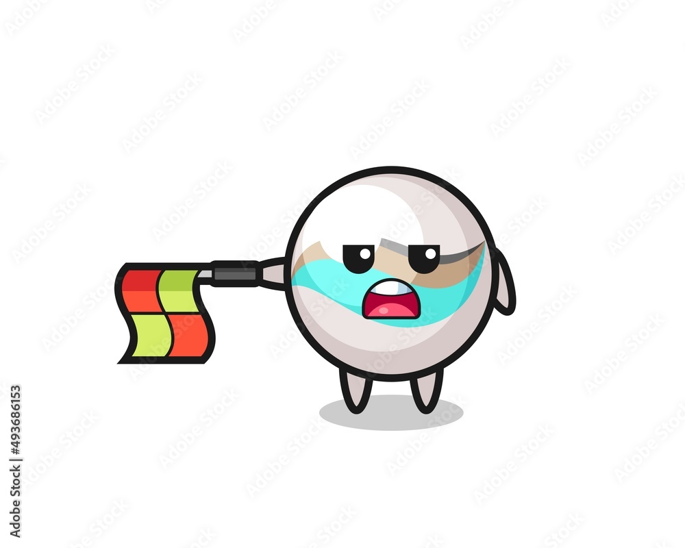 marble toy character as line judge hold the flag straight horizontally marble toy character as line judge hold the flag straight horizontally