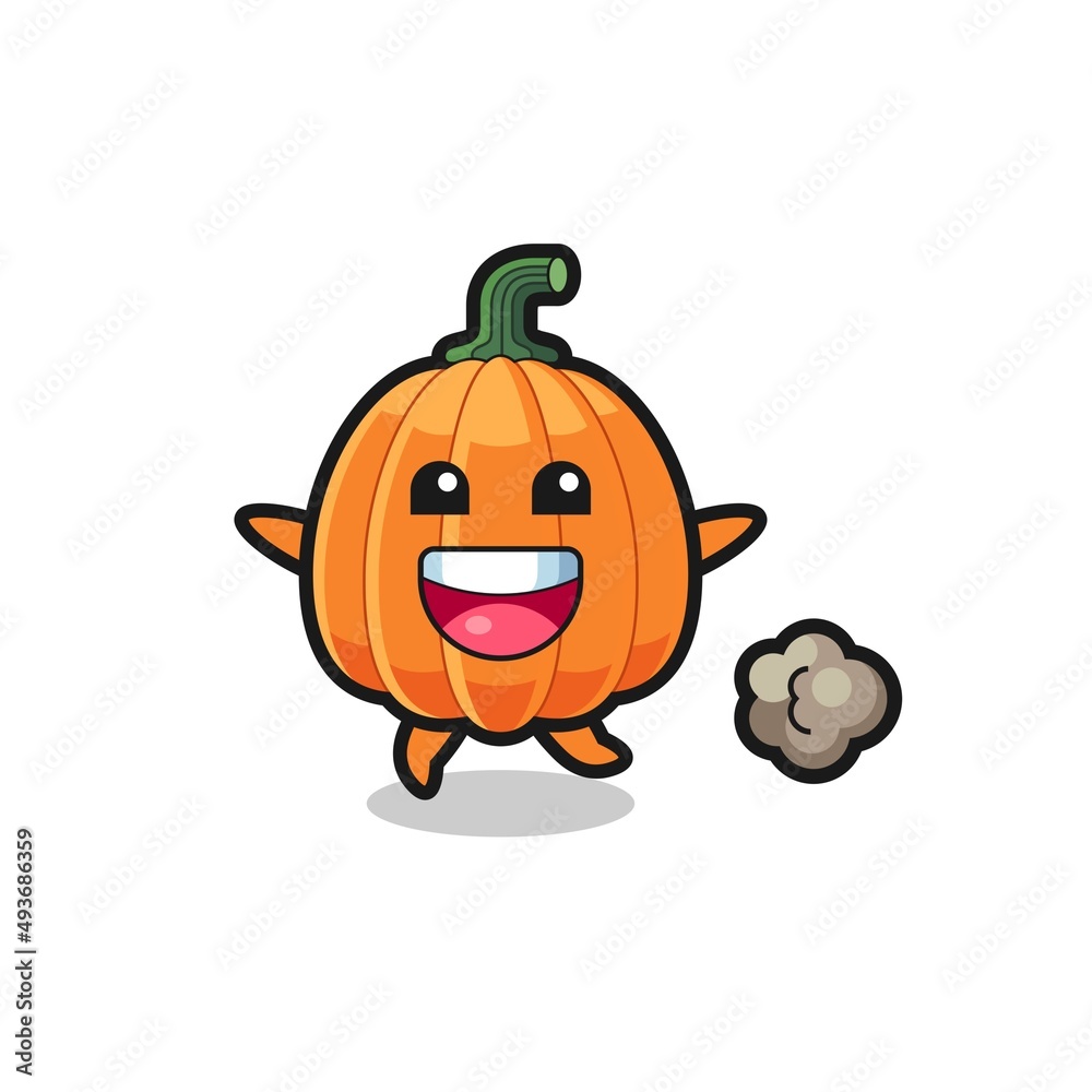 Fototapeta premium the happy pumpkin cartoon with running pose