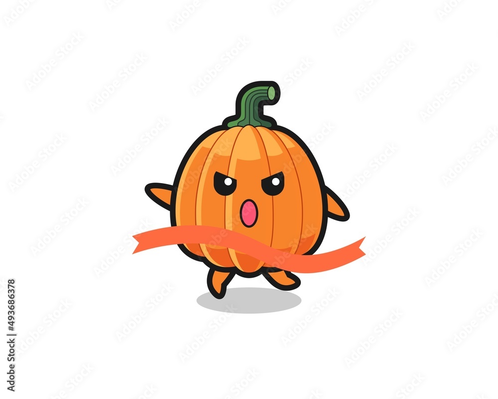 Obraz premium cute pumpkin illustration is reaching the finish