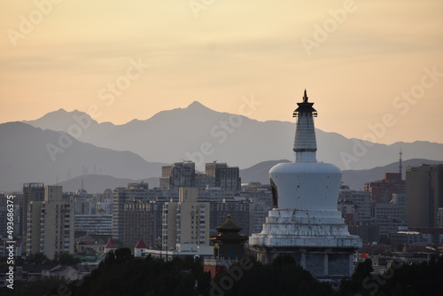 Beijing city skyline at sunset