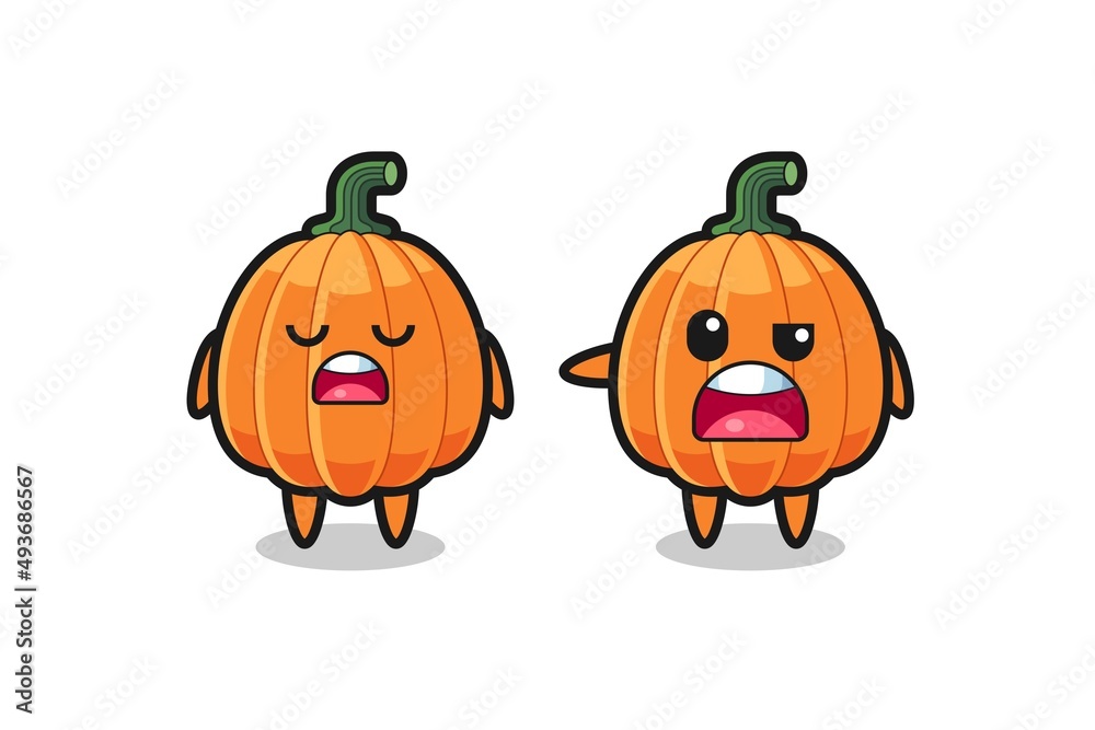 illustration of the argue between two cute pumpkin characters illustration of the argue between two cute pumpkin characters