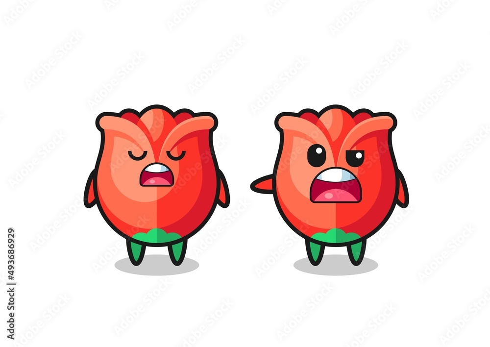 illustration of the argue between two cute rose characters illustration of the argue between two cute rose characters