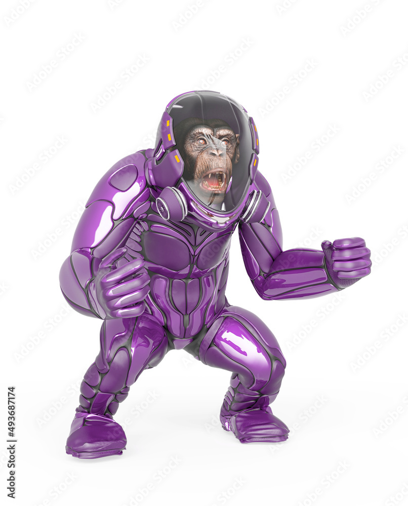 chimpanzee astronaut is angry in white background chimpanzee astronaut is angry in white background