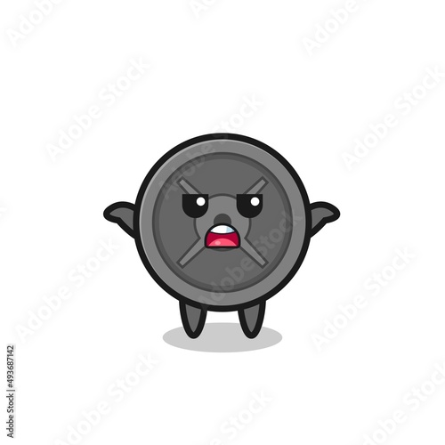 barbell plate mascot character saying I do not know