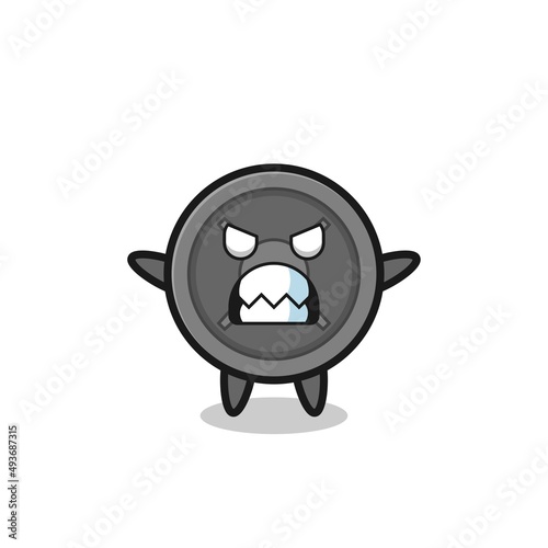 wrathful expression of the barbell plate mascot character