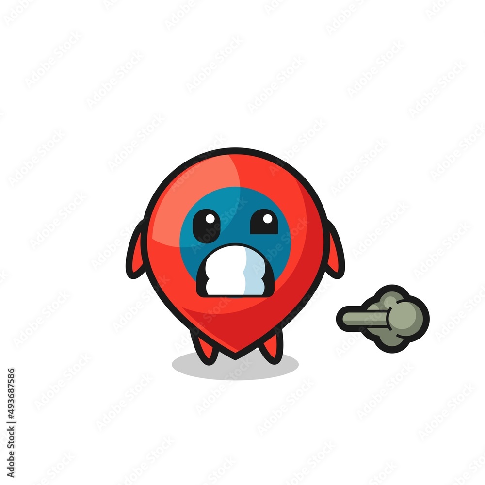 the illustration of the location symbol cartoon doing fart the illustration of the location symbol cartoon doing fart