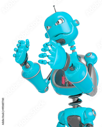 funny robot cartoon is a deffender in boxer pose photo