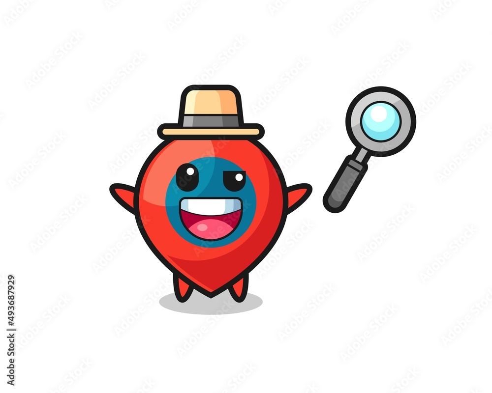 illustration of the location symbol mascot as a detective who manages to solve a case