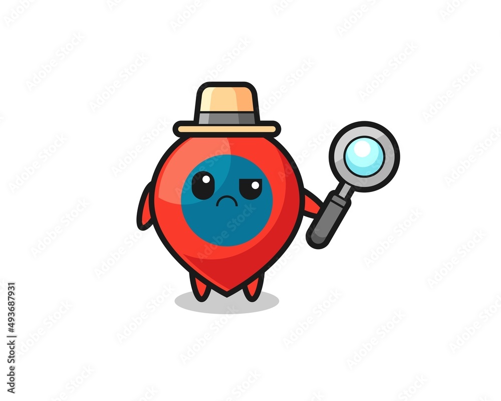 the mascot of cute location symbol as a detective