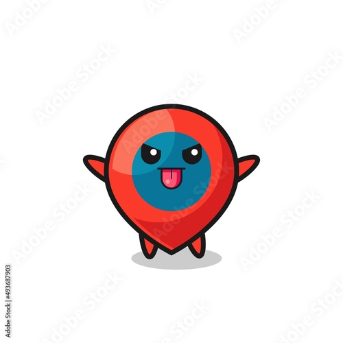 naughty location symbol character in mocking pose