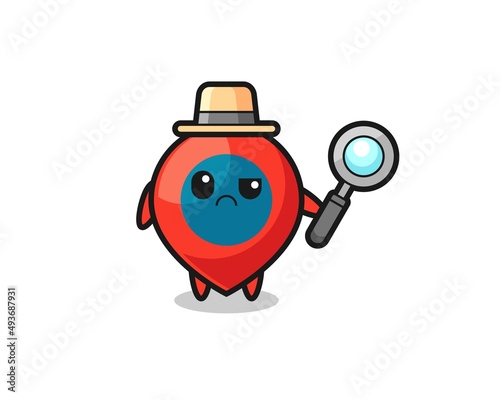 the mascot of cute location symbol as a detective