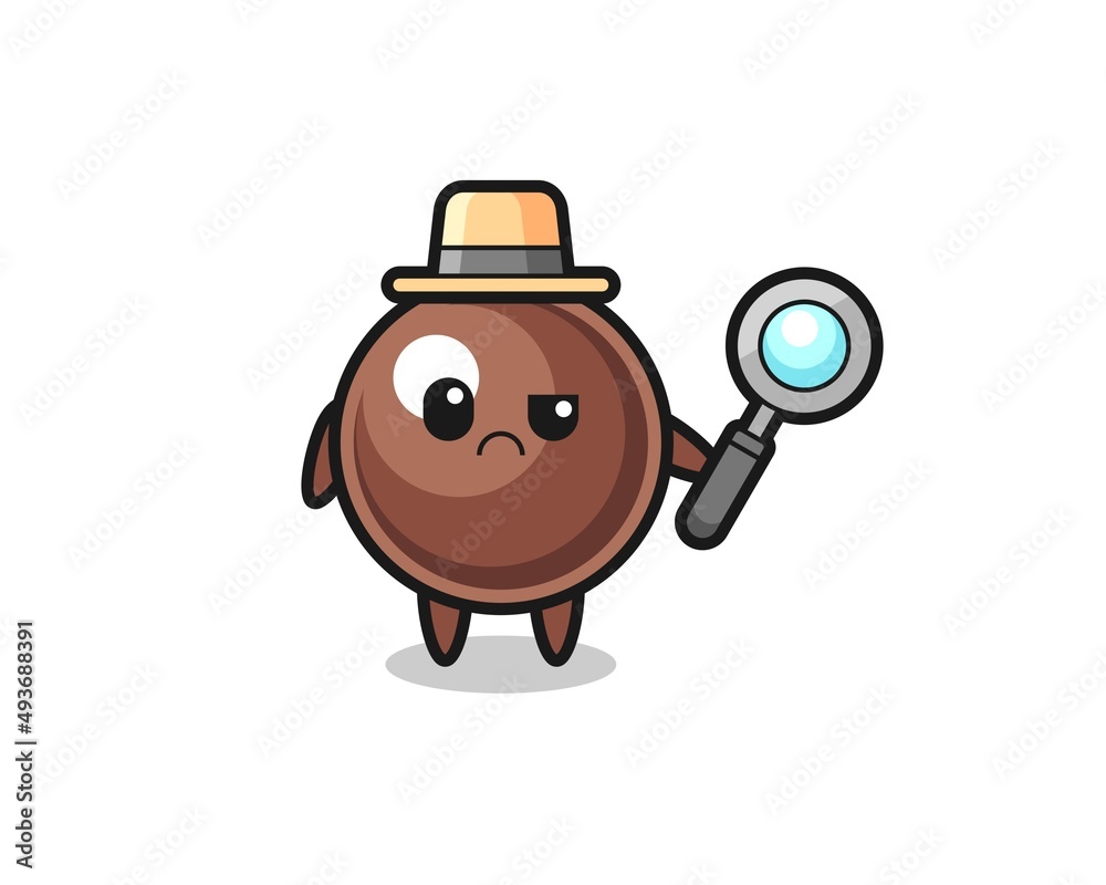 the mascot of cute tapioca pearl as a detective