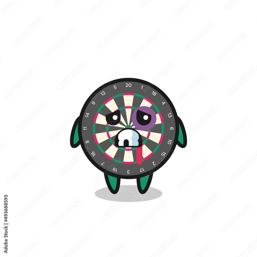 injured dart board character with a bruised face injured dart board character with a bruised face