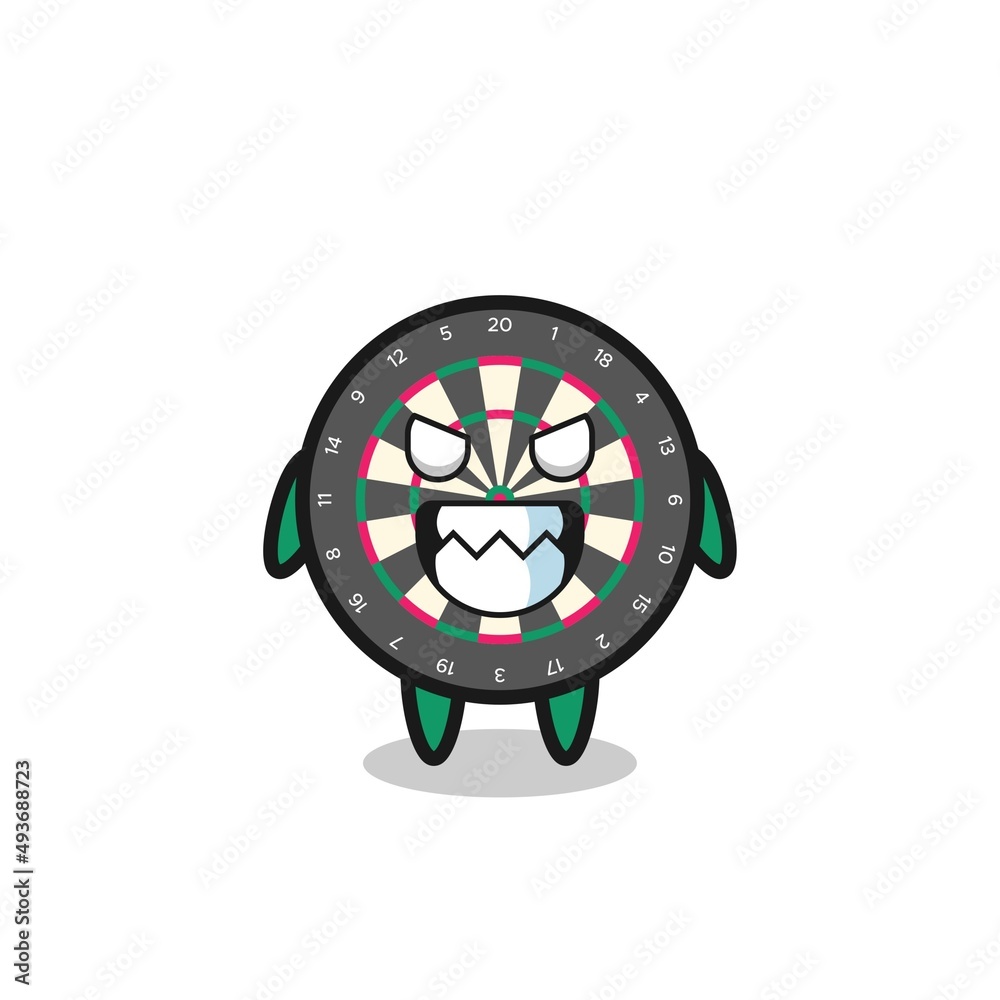 evil expression of the dart board cute mascot character evil expression of the dart board cute mascot character