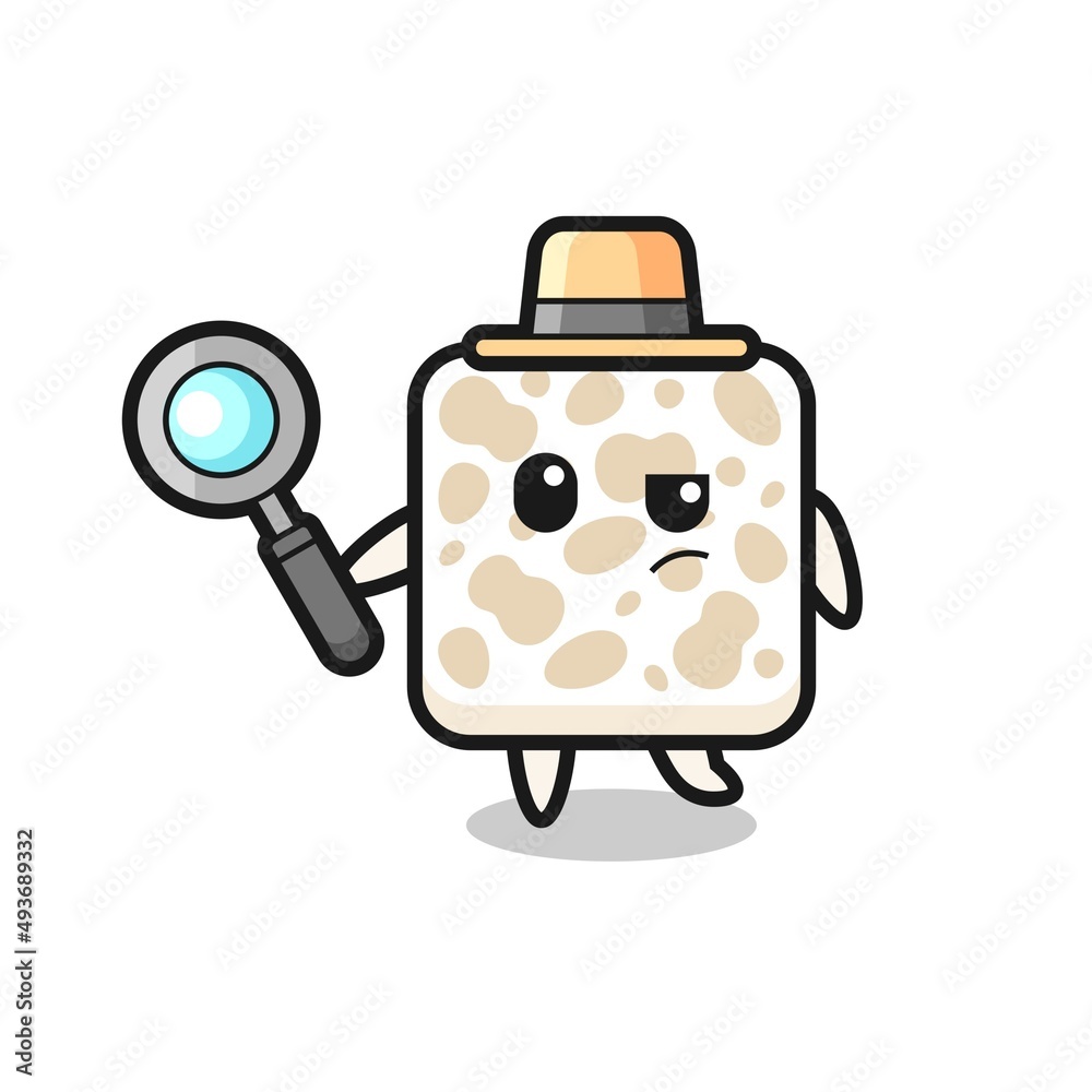 Naklejka premium tempeh detective character is analyzing a case