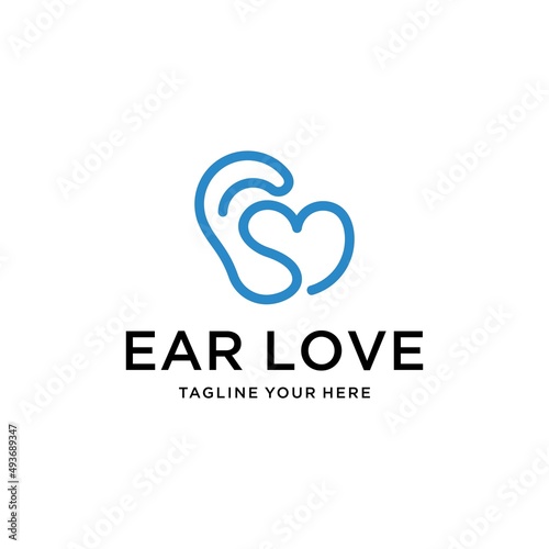 logo design ear care or ear with a love logo design vector template.