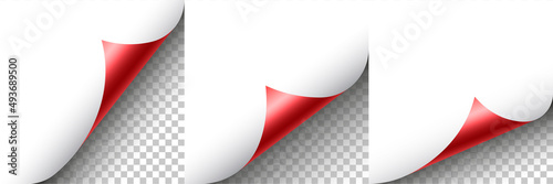 Red paper curl set. Element for advertising and promotion. Vector illustration
