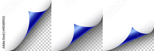 Blue paper curl set. Element for advertising and promotion. Vector illustration