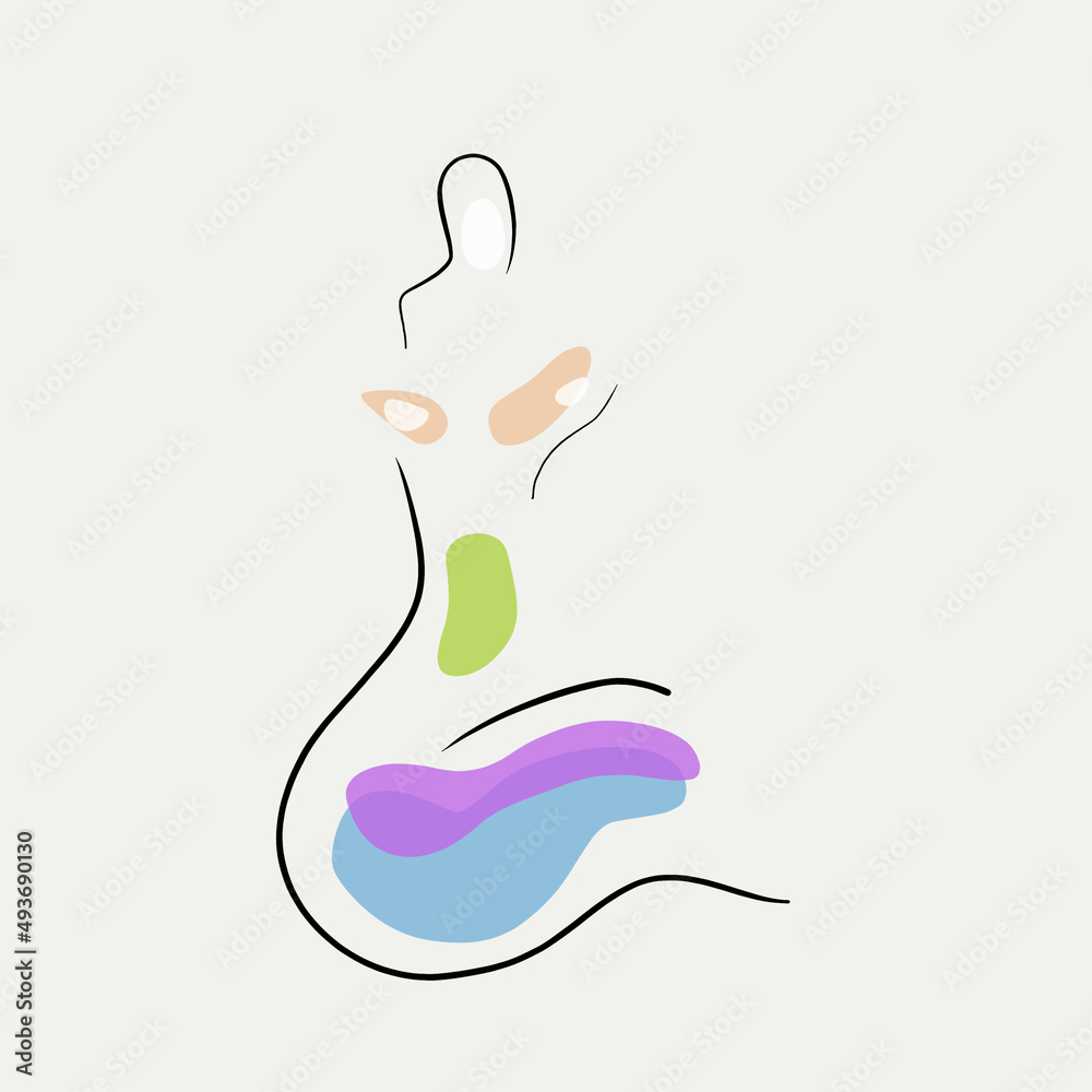Obraz premium yoga lotus pose line art female shape illustration 