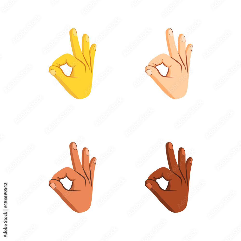 Set of different hand icons doing gestures Vector illustration