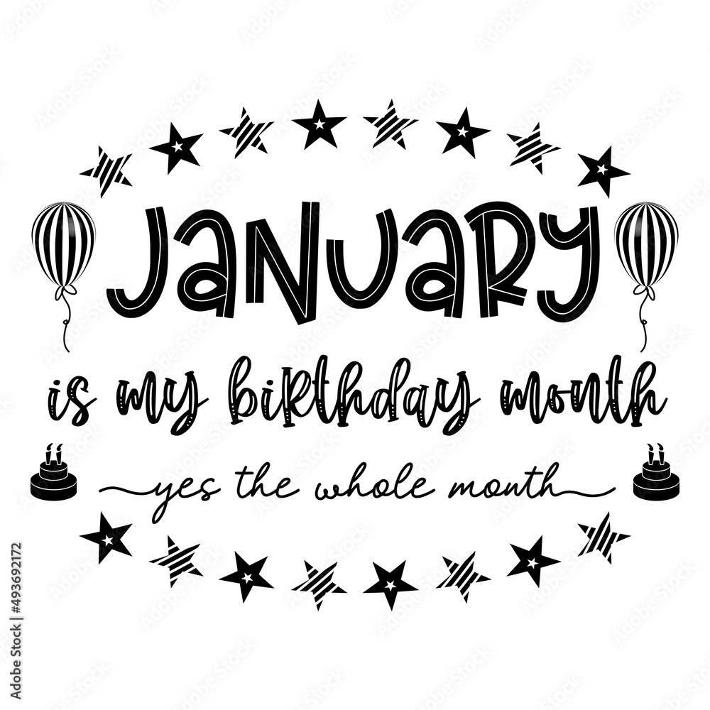 January is my birthday month yes the whole month . January Birthday. Birthday Celebration. Birthday Cake and Balloon .Birthday Quote Typography January is my birthday month yes the whole month . January Birthday. Birthday Celebration. Birthday Cake and Balloon .Birthday Quote Typography