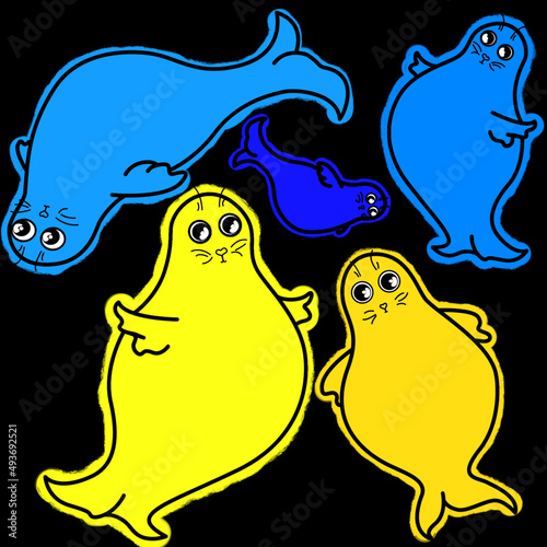 Seals vector pattern illustration 