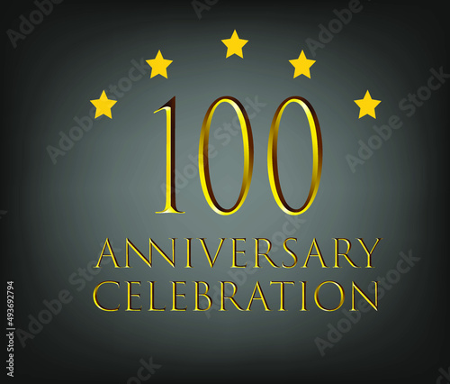 100th birthday golden years. Poster template for party and event celebrating birthday. black and gold vector