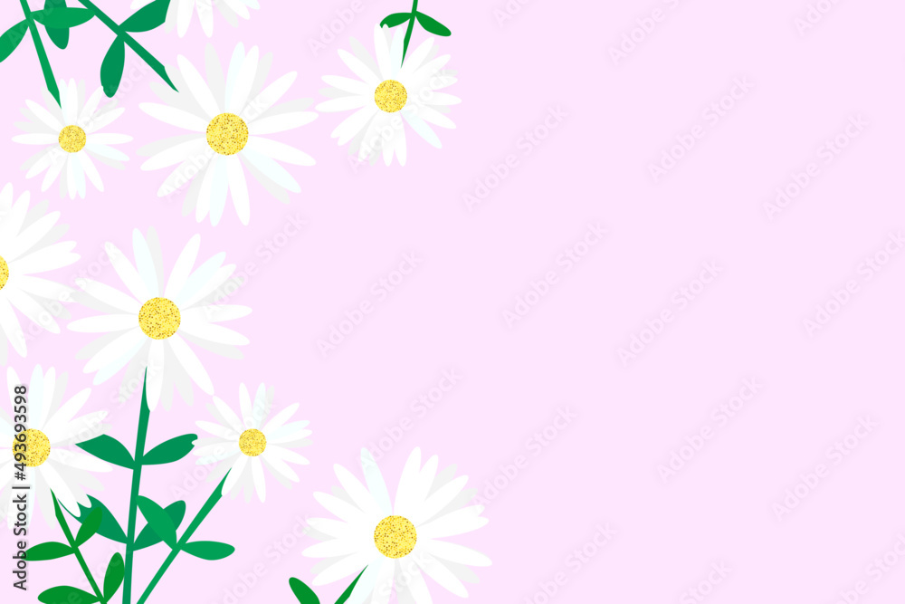 Naklejka premium Pink white daisies background with space for text