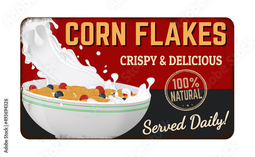 Corn flakes vintage rusty metal sign