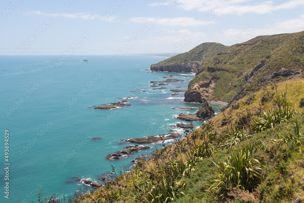 Marine Landscape. The view of rocky coastline at West Coast near Auckland, New Zealand.