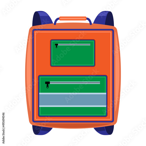 colorful school satchel cartoon isolated white background