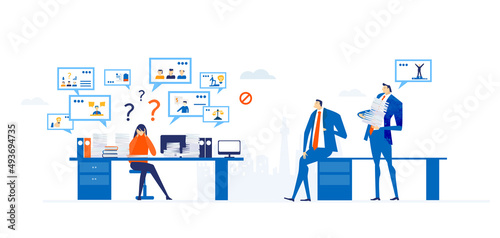 Business people overloaded with work, financial responsibility, stress, economy crisis. Business concept illustration