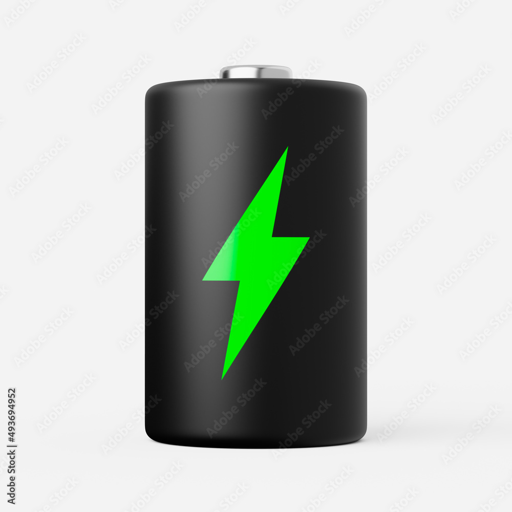 Battery icon on a plain background. 3d render. Battery icon on a plain background. 3d render.