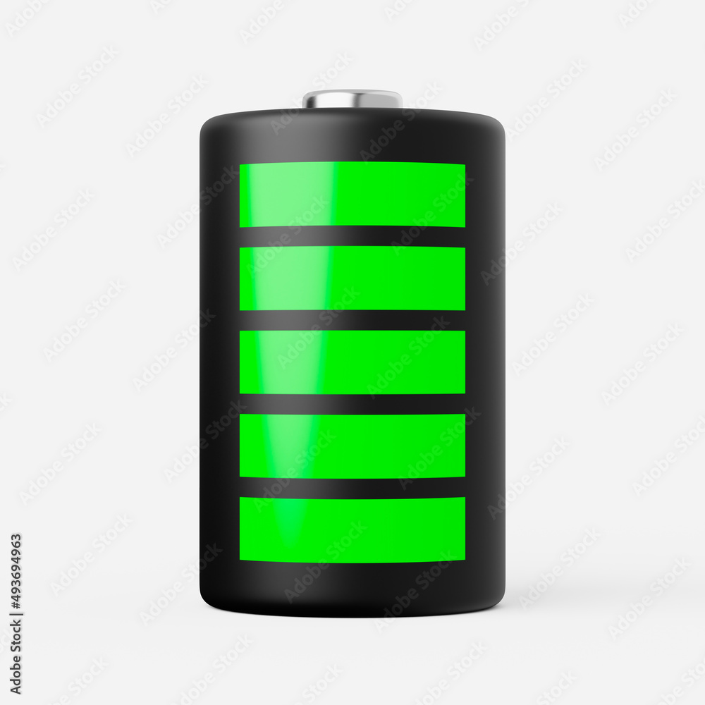 Battery icon on a plain background. 3d render. Battery icon on a plain background. 3d render.