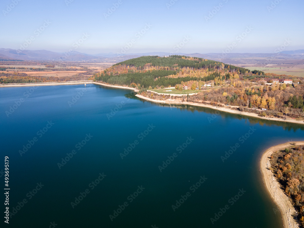 Aerial Autumn view of Izvor Reservoir, Bulgaria Aerial Autumn view of Izvor Reservoir, Bulgaria