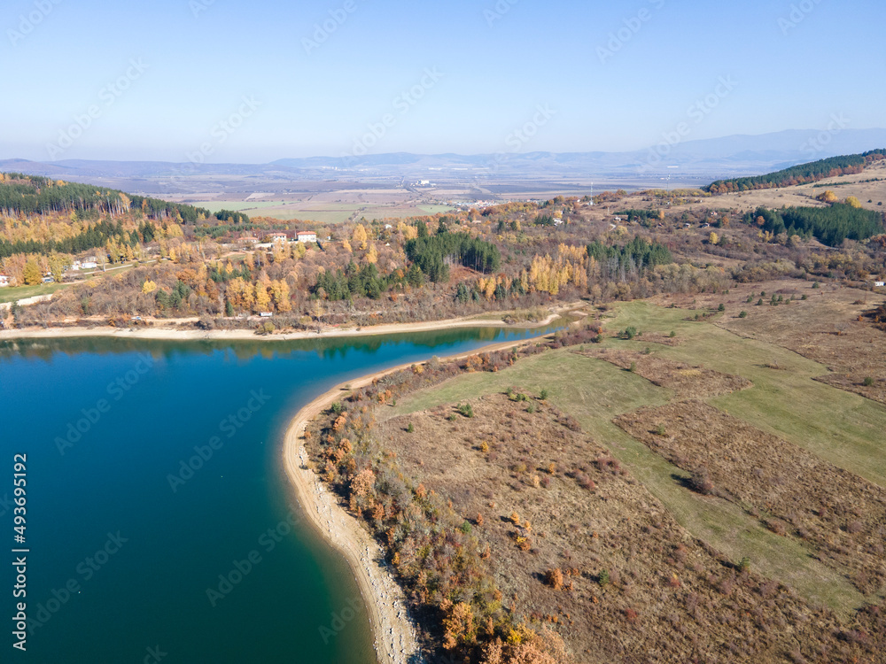 Aerial Autumn view of Izvor Reservoir, Bulgaria Aerial Autumn view of Izvor Reservoir, Bulgaria