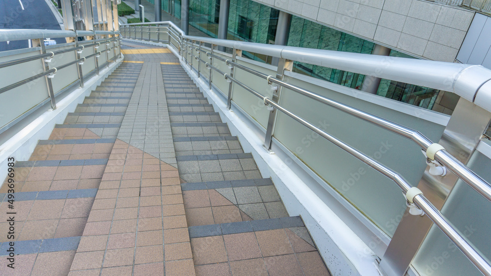 Stairs and railings on pedestrian bridges in the city_17