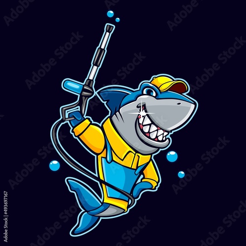 Car Wash Shark Cartoon Character