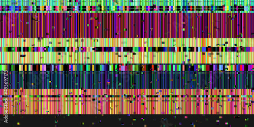 Seamless glitch texture background. TV video game or computer screen error pattern backdrop. Signal fail or datamosh digital pixel noise distortion.