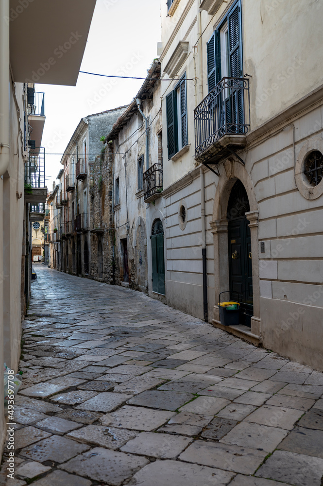 Medieval part of old Italian town Fondi, stone streets and houses, Lazio, Italy Medieval part of old Italian town Fondi, stone streets and houses, Lazio, Italy