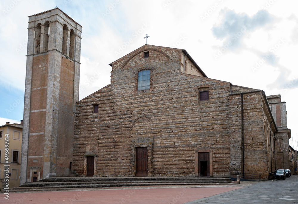 View on houses and old church in ancient town Montepulciano, Tuscany, Italy