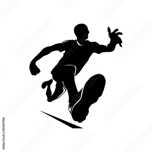 ILLUSTRATION OF MAN SILLUET RUNS WITH SIMPLE STYLE photo