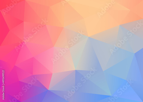 Abstract Low Poly Red Pink Yellow Orange Blue Background