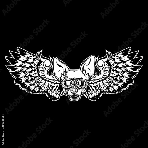 Motorcycle club logo emblem with dog head and wings © Ands