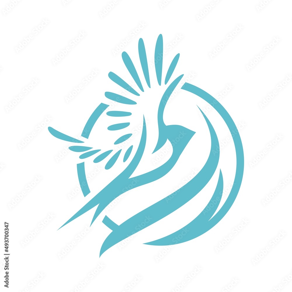 Flying blue bird vector logo icon Flying blue bird vector logo icon