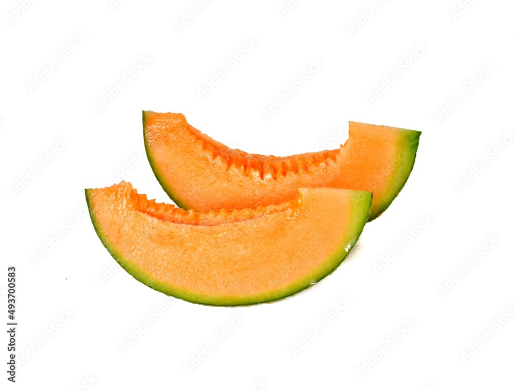 Melon with sweet orange pulp isolated on white background