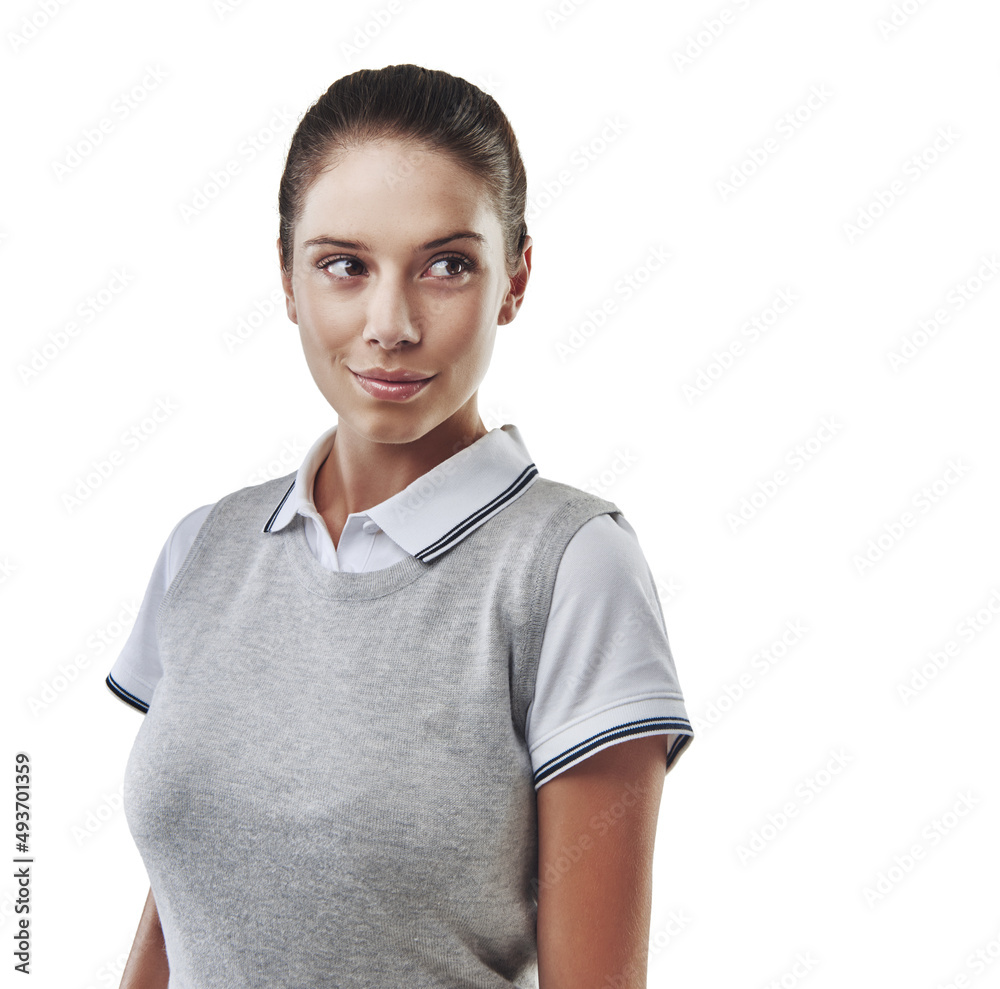 To golf or not to golftheres no such question. Studio shot of a young golfer isolated on white.