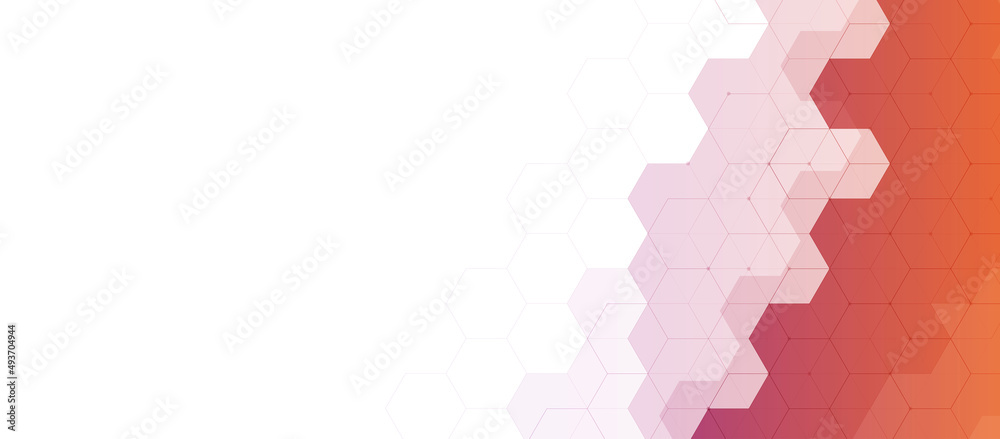 Fototapeta premium Abstract design element with hexagons shape. Connecting dots and lines. Used for design healthcare, science and medicine background