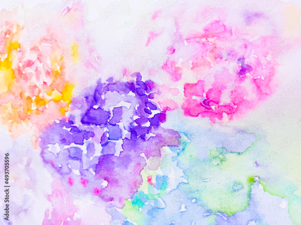 アジサイ　紫陽花　水彩　抽象　背景　６月　梅雨　ウオーターカラー　グラフィック　抽象的な　　手書き　絵の具　水彩 カラフル　背景　バックグランド
